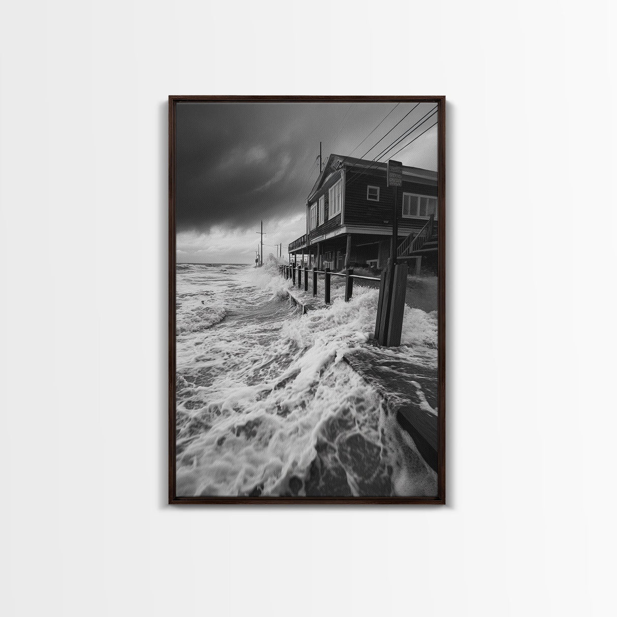 Stormy Coastline, Ocean Waves, Seaside House, Canvas Print, Coastal Wall Art, Beach House Decor, Nautical Photography, Moody Art