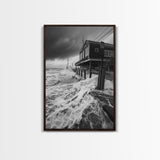 Stormy Coastline, Ocean Waves, Seaside House, Canvas Print, Coastal Wall Art, Beach House Decor, Nautical Photography, Moody Art