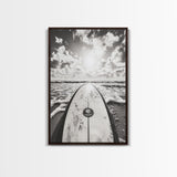 Surfboard Horizon, Ocean Waves, Beach Photography, Summer Vibes, Canvas Print, Teen Room Wall Art, Coastal Decor, Modern Surf Art
