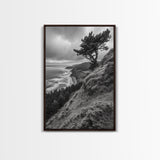 Lone Tree, Ocean Bluff, Windy Coastline, Canvas Print, Coastal Landscape Wall Art, Moody Nature Decor, Minimalist Vibe, Coastal Wall Art