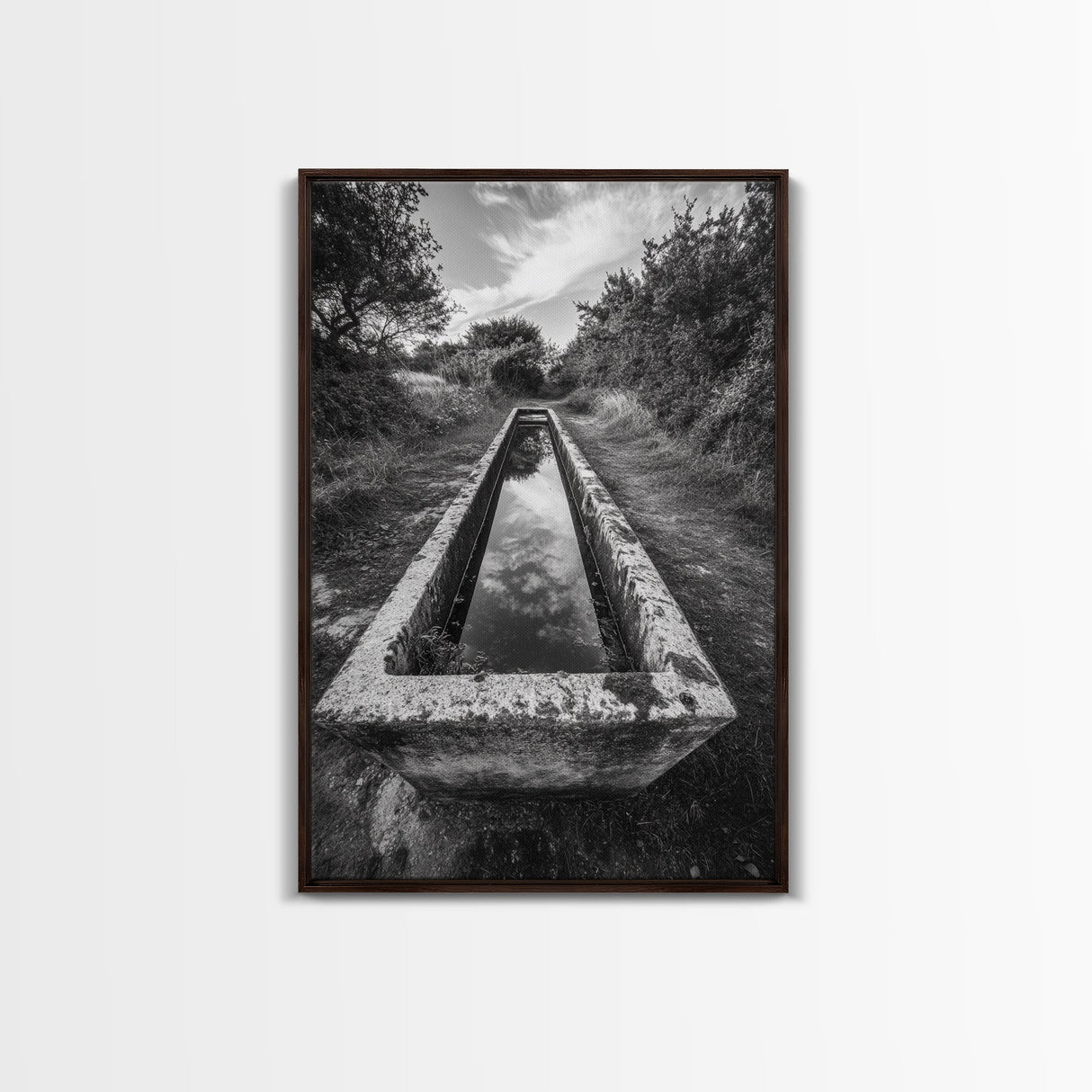 Forest Path, Reflection Pool, Nature Trail Art, Canvas Print, Tranquil Landscape, Boho Wall Decor, Entryway or Hallway Art