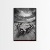Coastal Relic, Rustic Sand Dunes, Weathered Wood, Canvas Print, Beach House Wall Art, Moody Ocean Decor, Fall Home Styling