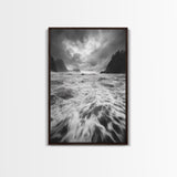 Wild Ocean Waves, Moody Coastline, Stormy Seascape, Nature Photography, Canvas Print, Coastal Wall Art, Bathroom Art, Modern Nature Decor