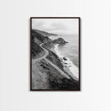 Winding Beach Road, Coastal Drive, Ocean Cliffs, Travel Landscape, Canvas Print, Office Wall Art, Fall Adventure Style, Neutral Coastal Decor