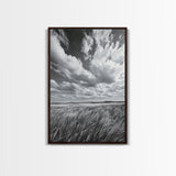 Open Sky Fields, Windy Prairie, Moody Nature Sky, Rustic Landscape, Canvas Print, Bedroom Wall Art, Fall Countryside, Boho Nature Decor