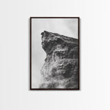 Stone Cliff Form, Abstract Rock Shape, Moody Earth Scene, Nature Texture, Framed Canvas Print, Office Wall Art, Minimalist Mountain Decor