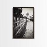 Palm Fence, California Pathway, Suburban Tranquility, Canvas Print, Outdoor Wall Art, Neutral Tones, Modern Minimalist Home Vibe