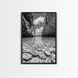 Clear Waterscape, Rocky Shoreline, Tropical Escape, Nature Photography, Framed Canvas Print, Beach House Coastal Wall Art