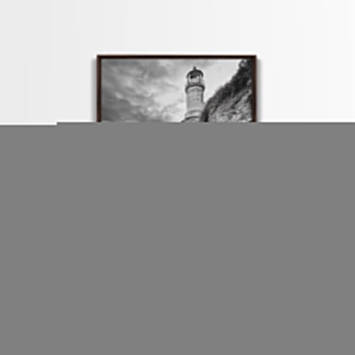 Lighthouse Beacon, Rocky Shoreline, Nautical Coastal Scene, Framed Canvas Print, Ocean View Art, Seaside Living Room Wall Decor
