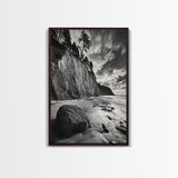 Cliffside Trees, Coastal Horizon, Rugged Seashore, Pacific Northwest Print, Framed Canvas Print, Fall Nature Wall Art, Den Decor