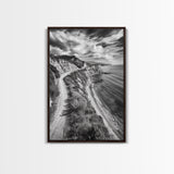 Coastal Mountain Trail, Ocean View, Travel Photography, Framed Canvas Print, Scenic Landscape Art, Office or Hallway Wall Art