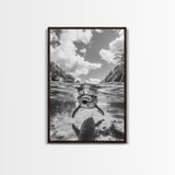 Dolphin Play, Ocean Joy, Underwater View, Canvas Print, Nautical Wall Art, Coastal Bathroom Decor, Playful Beach House Style