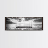 Ocean Swing View, Serene Seascape Art, Minimalist Beach Wall Decor, Framed Canvas Print, Bedroom Art, Calm Coastal Photography