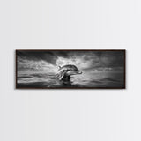 Dolphin Ocean Art, Playful Sea Animal Print, Modern Coastal Decor, Framed Canvas Print, Bathroom Wall Art, Nature Photography