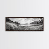 Mountain Lake Calm, Tranquil Nature Reflection, Forest Valley Art, Framed Canvas Print, Minimalist Wall Decor, Serene Landscape Print