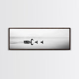 Duck Family, Serene Water, Peaceful Reflections, Canvas Print, Minimalist Animal Art, Nursery Wall Art, Calm Lake Photography