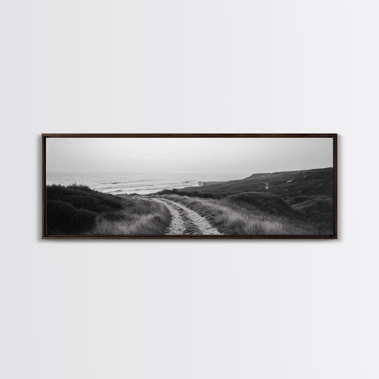 Coastal Path, Ocean Trail, Nature Journey, Canvas Print, Rustic Landscape Art, Entryway Wall Decor, Seaside Minimalist Photo