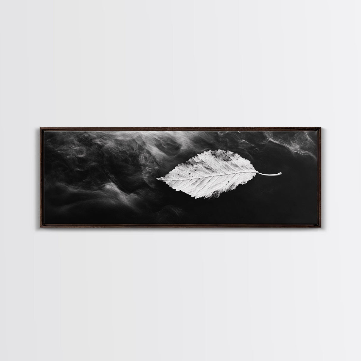 Misty Leaf, Black Art, Nature Print, Autumn Wall Decor, Framed Canvas Print, Minimalist Wall Art, Bedroom Wall Decor, Fall Botanical Art