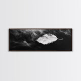 Misty Leaf, Black Art, Nature Print, Autumn Wall Decor, Framed Canvas Print, Minimalist Wall Art, Bedroom Wall Decor, Fall Botanical Art