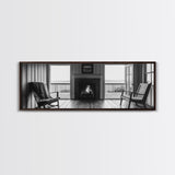 Cozy Fireplace, Cabin View, Warm Interior, Framed Canvas Print, Rustic Wall Art, Living Room Decor, Fall Season Vibe, Hygge Aesthetic