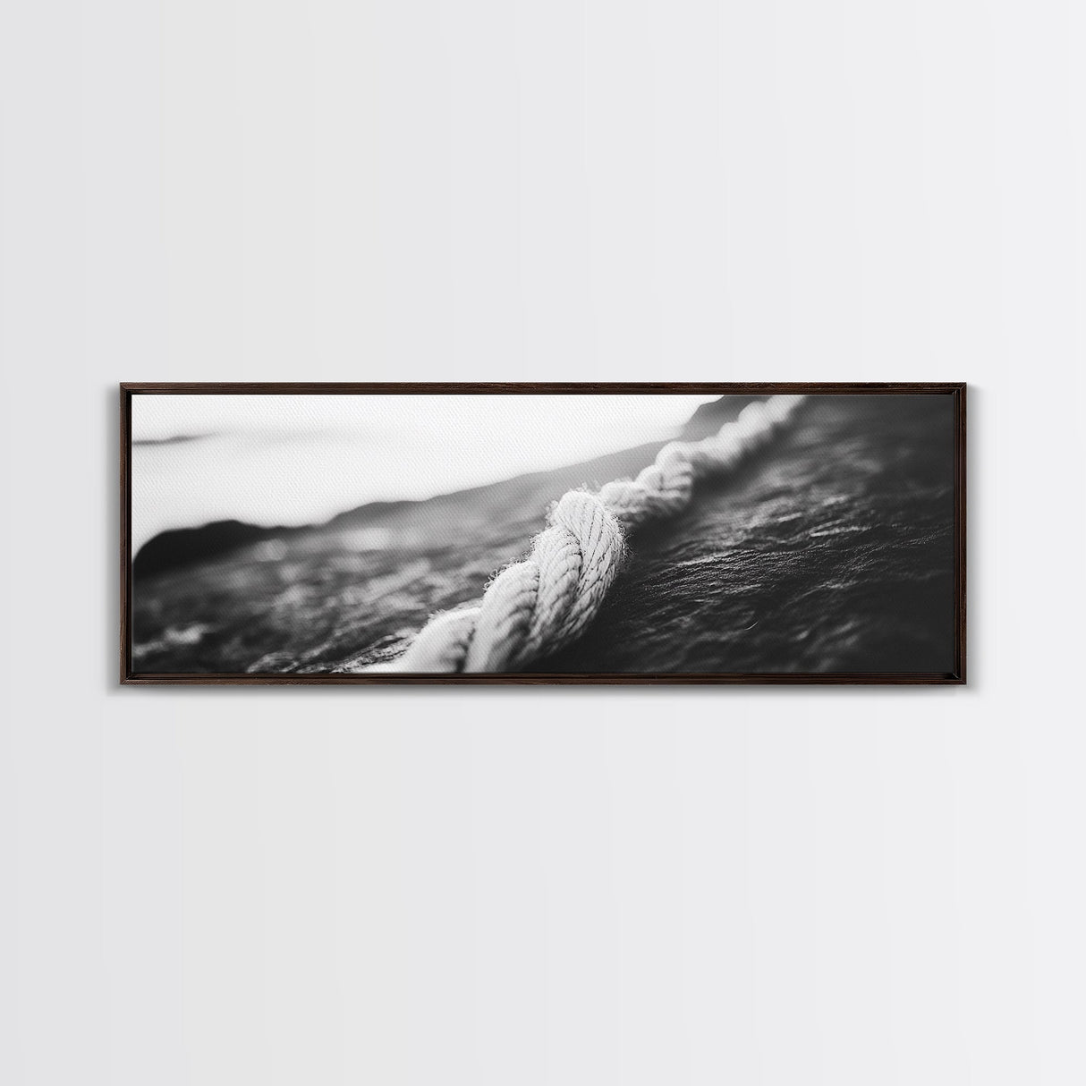 Rope Detail, Coastal Texture, Closeup Knot, Framed Canvas Print, Nautical Wall Decor, Minimalist Wall Art, Beach Home Accent, Ocean Print