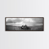Beach Bonfire, Coastal Glow, Driftwood Fire, Ocean Calm, Framed Canvas Print, Fall Wall Art, Living Room Decor, Nature Photography Style