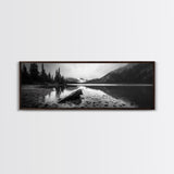 Alpine Lake, Moody Mountains, Foggy Reflection, Canvas Print, Serene Wall Art, Nature Photography, Bedroom Art, Den Decor, Office Decor