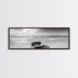 Ocean Bowl, Minimalist Beach, Solitude Shoreline, Canvas Print, Coastal Decor, Neutral Tones, Living Room Art, Bathroom Wall Art