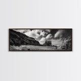 Cliff House, Ocean Cabin, Windy Coast, Framed Canvas Print, Moody Landscape Art, Rustic Wall Decor, Autumn Entryway Art