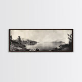 Foggy Coast, Misty Trees, Silent Bay, Canvas Print, Moody Landscape Photography, Bedroom Wall Art, Nature Inspired Decor