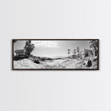 Desert Coast, Palm Ruins, Forgotten Beach, Framed Canvas Print, Surreal Photography, Boho Living Room Art, Coastal Wall Decor