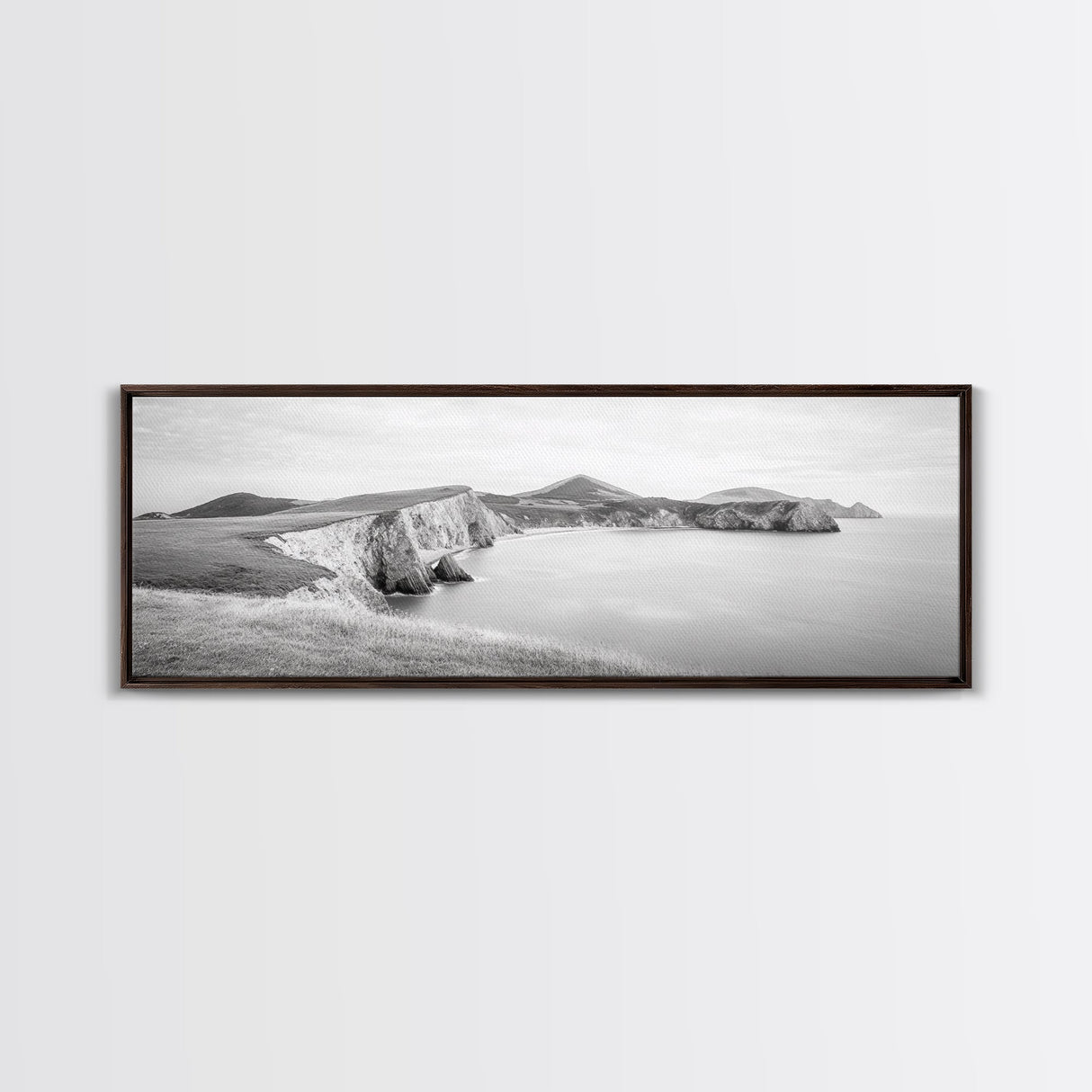 Cliff Coast, Rolling Hills, Seaside Bluffs, Canvas Print, dreamy landscape photography, light neutral living room art, tranquil office decor
