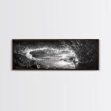 Ice Cave, Winter Seascape, Arctic Sunset, Canvas Print, dramatic frozen landscape art, black and white Christmas decor, cozy winter home art