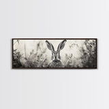 Curious Rabbit, Meadow Watch, Nature Close-Up, Canvas Print, Farmhouse animal art, Nursery decor, Whimsical wildlife, Woodland home touch