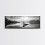 Loon Lake, Misty Reflection, Quiet Morning, Framed Canvas Print, Cabin Wall Art, Nature Lover Gift, Rustic Lakehouse Decor