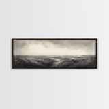 Foggy Path, Coastal Field, Silent Morning, Canvas Print, Neutral Bedroom Art, Scandinavian Style, Minimal Fall Wall Decor