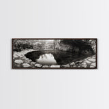 Stone Pool, Quiet Reflection, Nature Photography, Zen Vibes, Framed Canvas Print, Bathroom Wall Art, Rustic Decor, Tranquil Home Accent