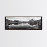 Mirror Lake, Alpine Stillness, Mountain Reflection, Tranquil Landscape, Canvas Print, Minimalist Nature Art, Living Room Wall Art, Neutral Decor