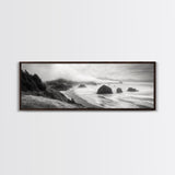 Pacific Coast, Misty Cliffs, Ocean Rocks, Moody Beach Scene, Canvas Print, Modern Nature Decor, Living Room Wall Art, Coastal Landscape