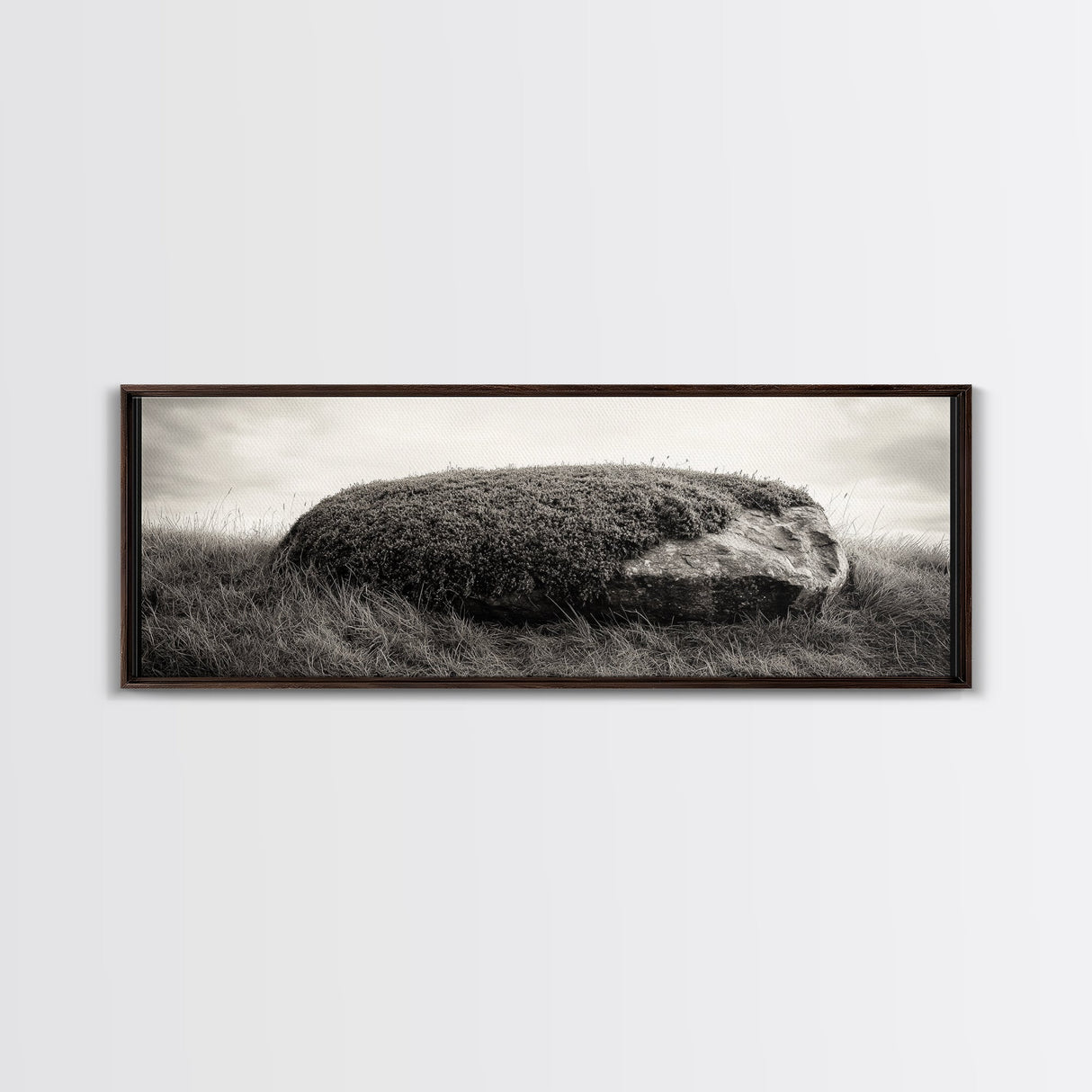 Heather Rock, Grassy Field, Natural Simplicity, Earthy Tones, Canvas Print, Rustic Home Decor, Minimalist Nature Wall Art, Fall Inspired Art
