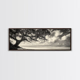 Southern Oak, Coastal Tree, Beachfront Tranquility, Serene Landscape, Canvas Print, Neutral Living Room Art, Boho Nature Decor, Beach Wall Art