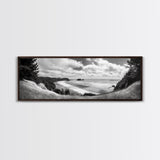 Ocean Bluff View, Seaside Hills, Coastal Forest Horizon, Framed Canvas Print, Nature Landscape Art, Living Room or Office Decor