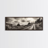 Coastal Road Journey, Overcast Ocean View, Scenic Drive Art, Framed Canvas Print, Fall Landscape Wall Art, Nature Lover, Living Room Decor