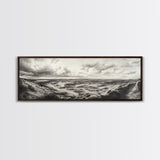Desert Canyon Scene, Western Landscape, Vast Horizon, Framed Canvas Print, Rustic Wall Art, Neutral Earth Tones, Office Or Living Room