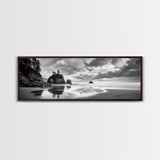 Seastacks Coastal Scene, Moody Beach Landscape, Ocean Reflections, Canvas Print, Coastal Decor, Pacific Northwest, Fall Wall Art