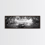 Secluded Picnic Spot, Ocean View, Tranquil Escape, Nature Sanctuary Art, Framed Canvas Print, Kitchen Wall Decor, Coastal Forest Vibe