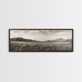 Golden Prairie, Mountain Horizon, Rustic Calm, Canvas Print, Fall Wall Art, Country Living Room Decor, Neutral Tones Photography