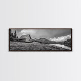 Cabin On Hill, Mountain Lake, Rustic Retreat, Canvas Print, Fall Wall Art, Cozy Home Decor, Adventure Landscape, Nature-Inspired Design