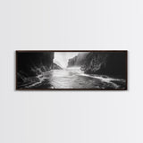 Ocean Cliff Passage, Dramatic Seascape Art, Moody Coastal Photography, Canvas Print, Dark Academic Wall Decor, Bedroom Statement Piece