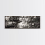 Woodland Creek Flow, Sepia Landscape Scene, Peaceful Forest Art, Canvas Print, Autumn Wall Decor, Rustic Living Room Artwork
